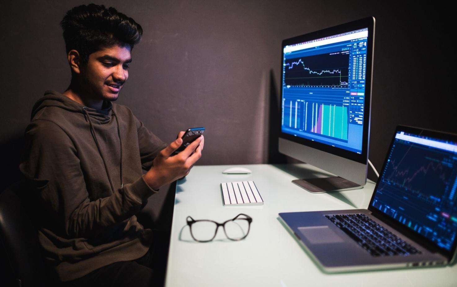 Team collaboration session with mobile app prototypes